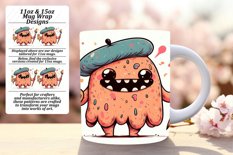 Beautiful 11oz Mug Wrap Png Artwork , Monster