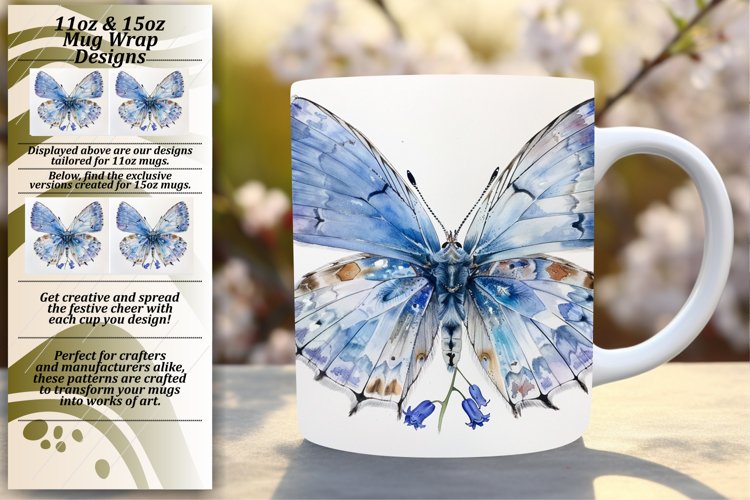 Delicate Wings: Spring Butterfly Mug Ensemble - 11oz & 15oz example image 1