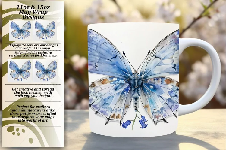 Delicate Wings: Spring Butterfly Mug Ensemble - 11oz & 15oz