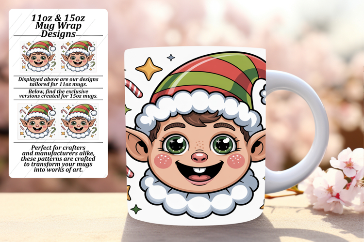 Gift 11oz Mug Wrap Png Artwork , Cute Christmas