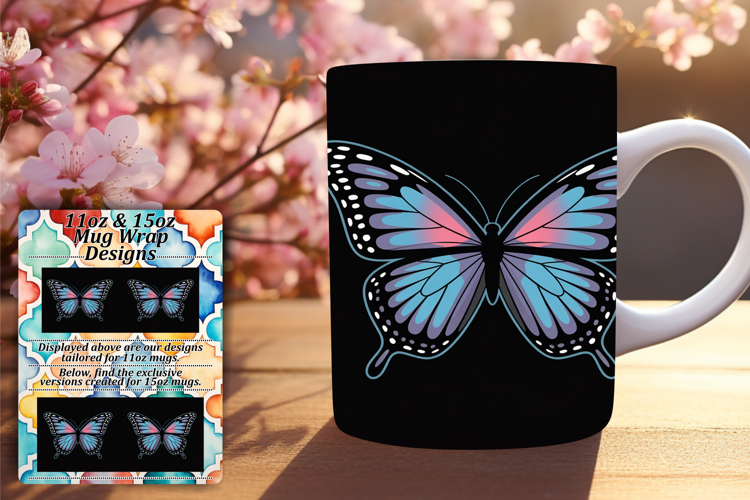 Warm 11oz Mug Wrap Png Artwork , Butterfly