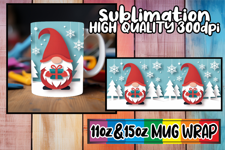 Whimsical mornings 11oz 15oz sublimation wrap, Gnomes