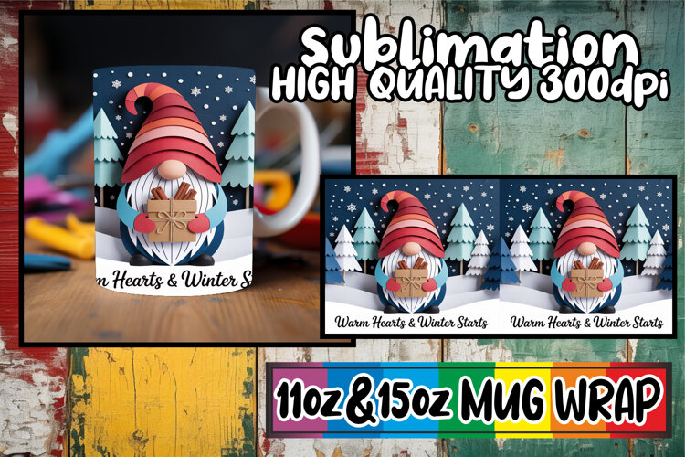 Blissful adventures 11oz 15oz sublimation wrap, Holiday Gnom example image 1