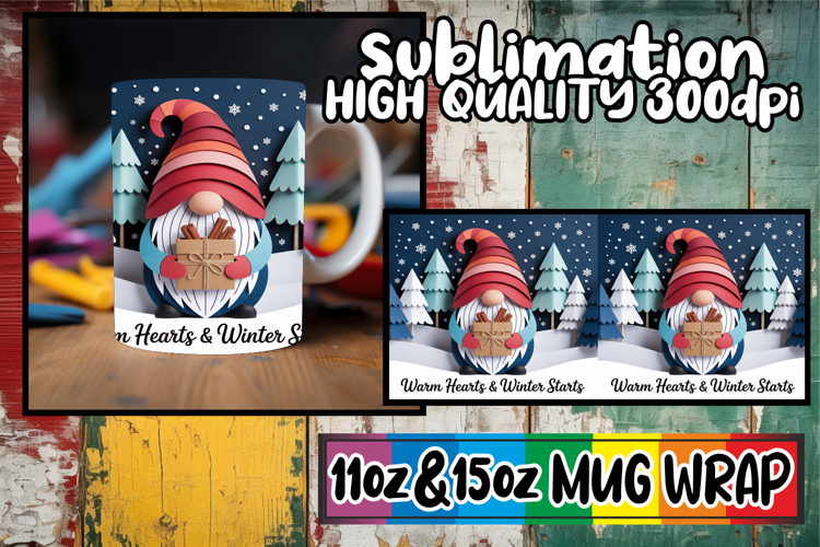 Blissful adventures 11oz 15oz sublimation wrap, Holiday Gnom