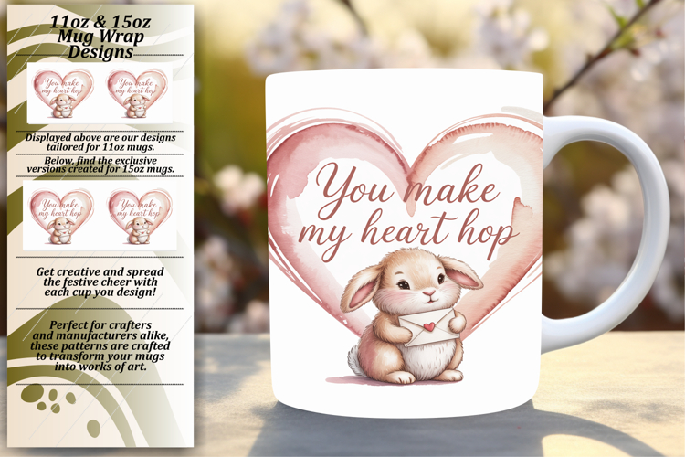 Bright 15oz Mug Wrap Png Design , Valentines Day