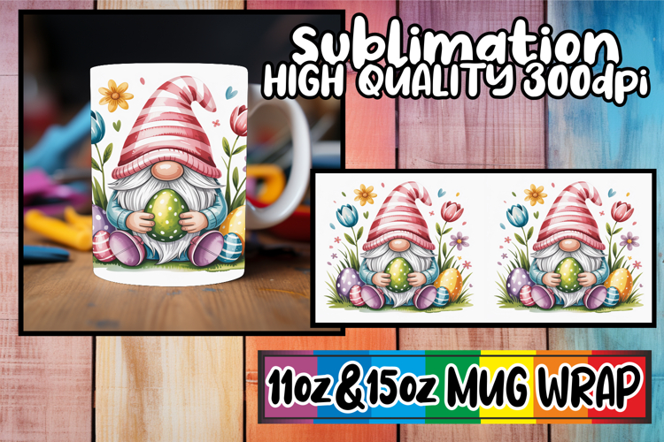 Sweet escapes 11oz 15oz sublimation wrap, Easter Gnomes example image 1