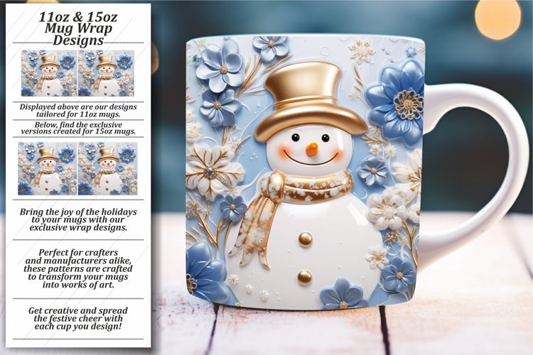 Festive Sparkle in 3D Snowman Christmas Mug Wrap Delights
