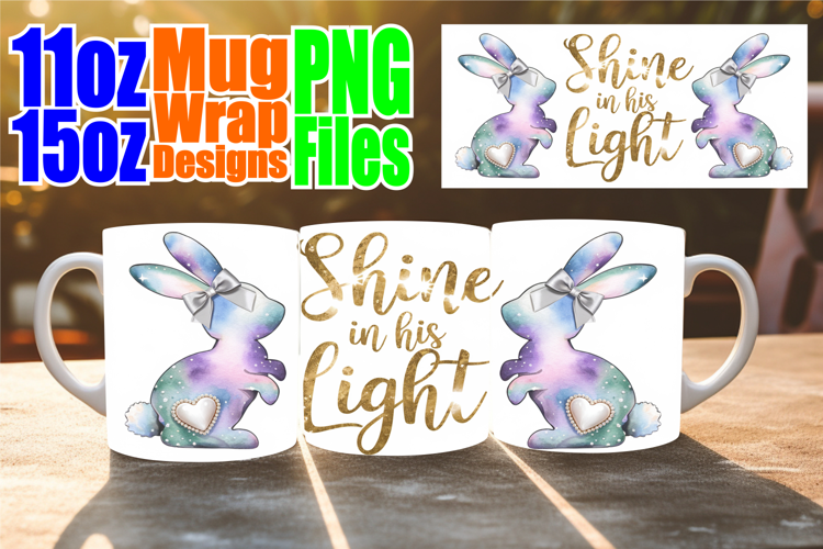 Gentle joys 11oz 15oz sublimation wrap, Easter Bunny