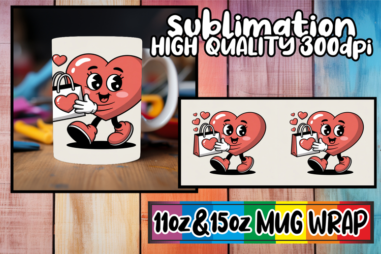 Cheerful journeys 11oz 15oz sublimation wrap, Valenines Hear