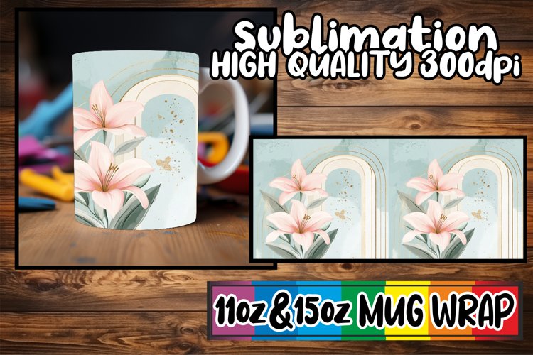 Whimsical charm 11oz 15oz mug wrap, Flower example image 1
