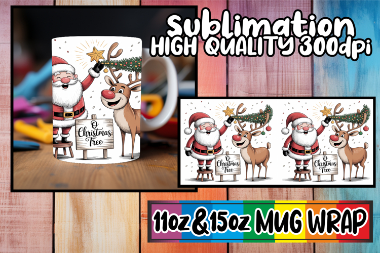 Luminous afternoons 11oz 15oz sublimation wrap, Funny Santa