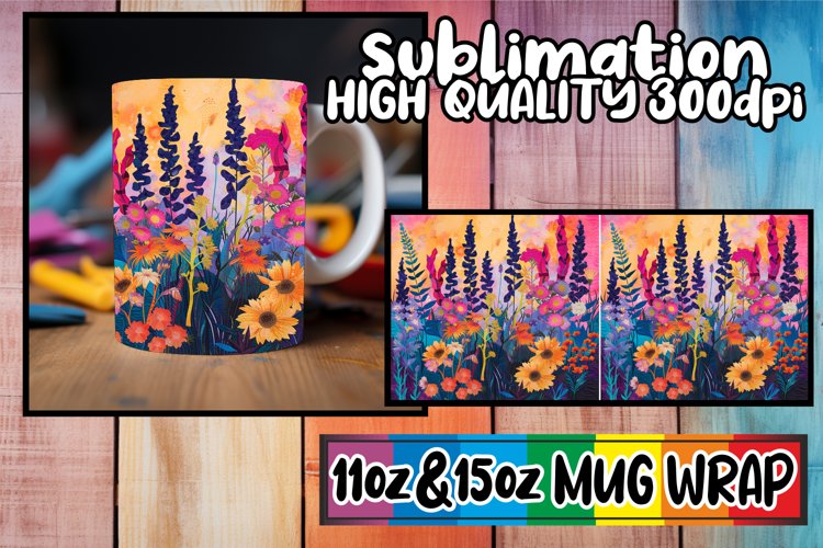 Vibrant Floral Delight Mug Sublimation 11oz/15oz example image 1