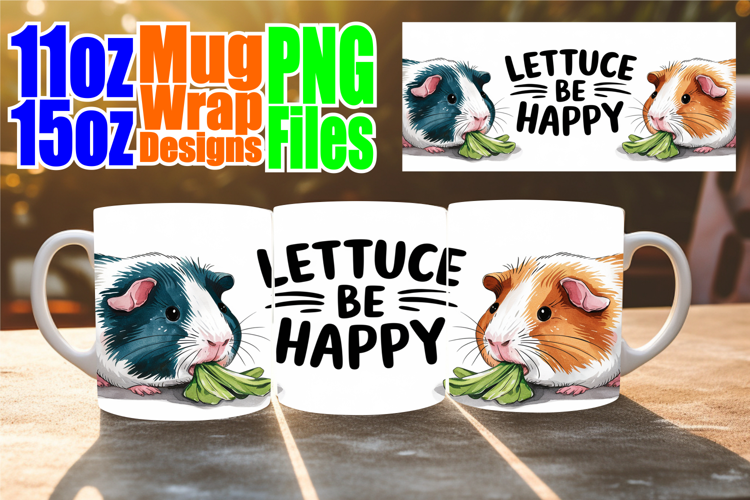 Cheerful days 11oz 15oz mug wrap, Funny Animals