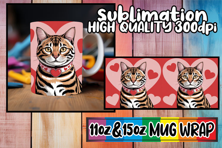 Magical vibes 11oz 15oz sublimation wrap, Valentines Cat