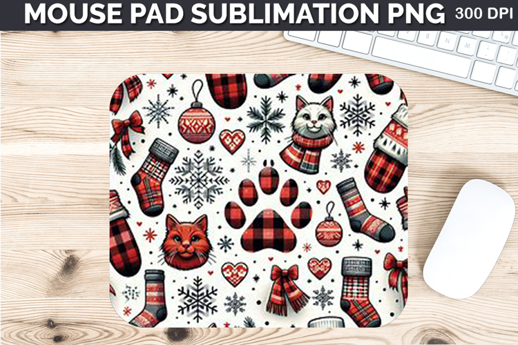 Watercolor Paws Mouse Pad Sublimation - Christmas PNG Design