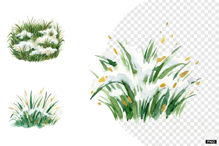 Winter Snowy Grass Clipart