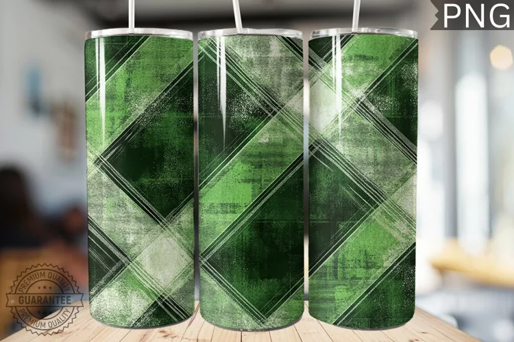 Green Plaid Tumbler Wrap - High Quality 300 Dpi