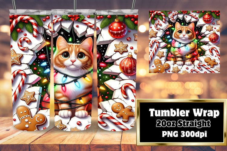 3D Sublimation Tumbler with Xmas Wall Cartoon