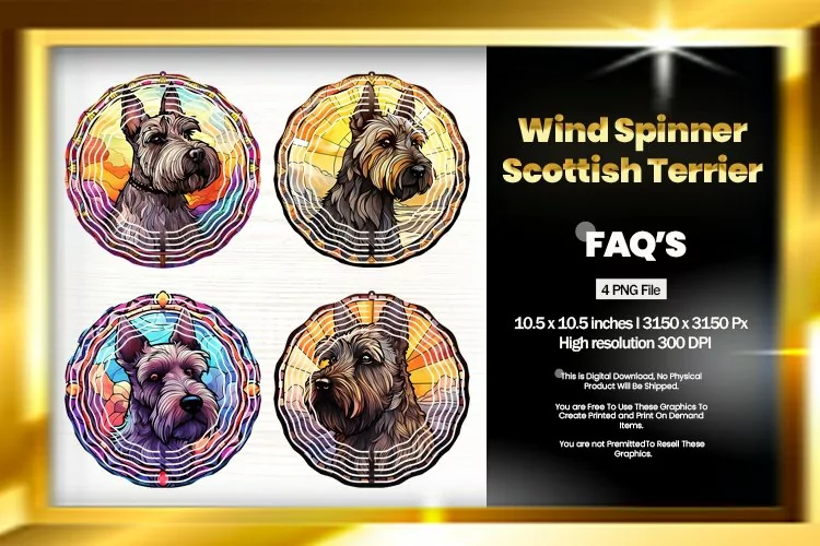 Scottish Terrier Wind Spinner Sublimation - 04 Variation