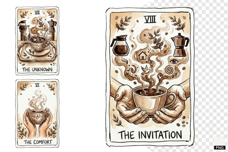 Coffee Time Tarot Cards PNG