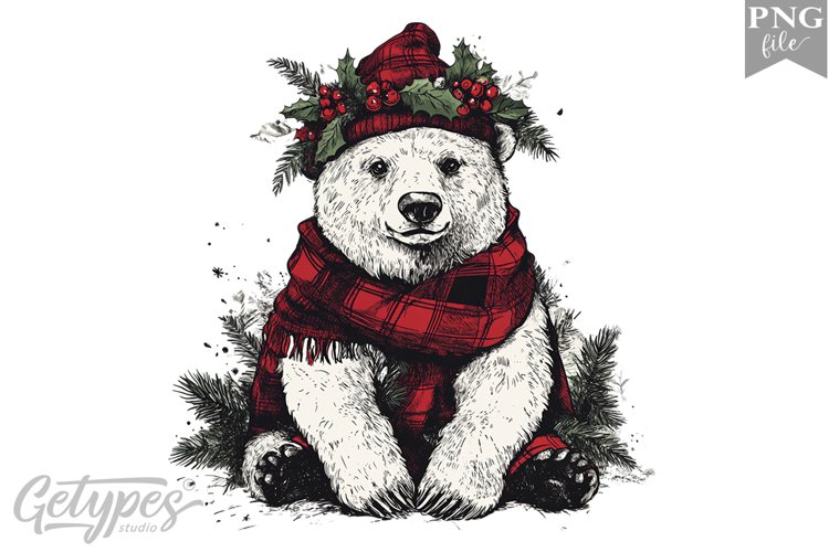 Christmas Bear Clipart Design - High Quality 300 Dpi