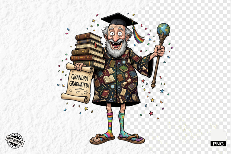 Whimsical Graduation Grandpa Clipart