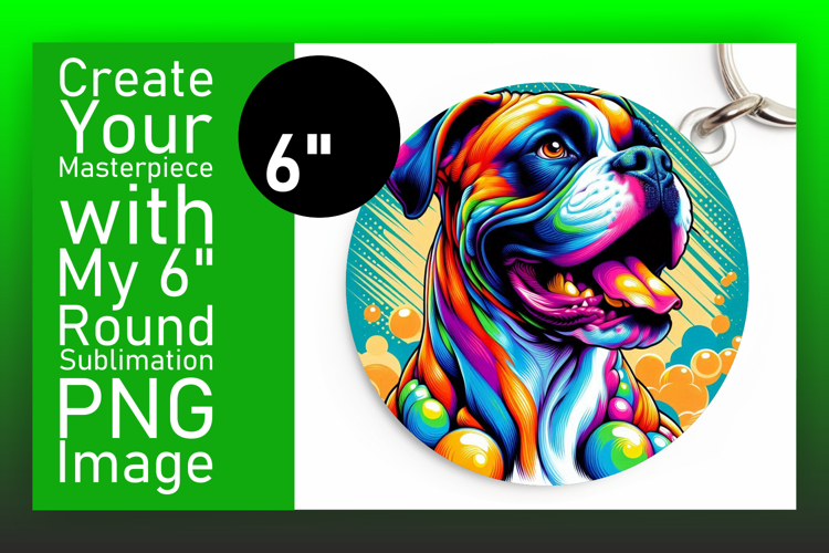 Cute Circle PNG Keychain Design , Dog