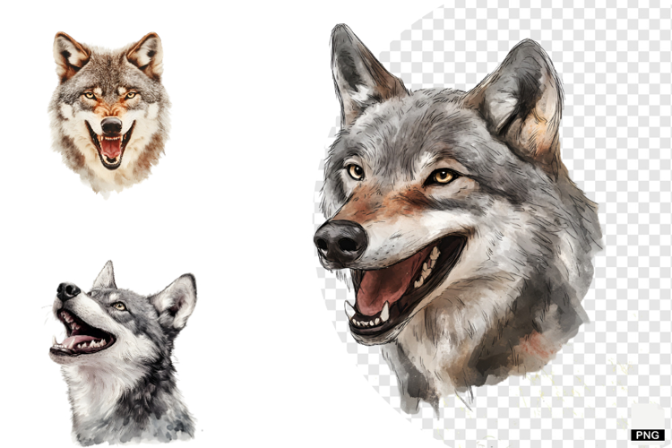 Winter Gray Wolves Clipart