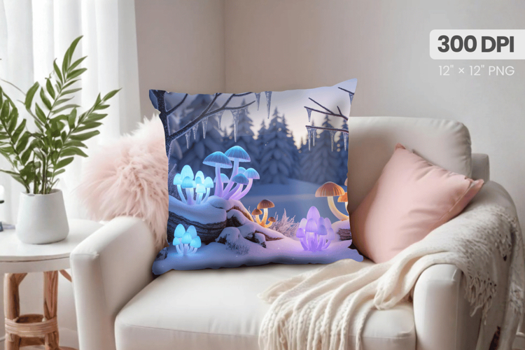 Winter Christmas Wonderland PNG Pillow, Winter Pillow Design