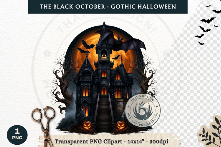 The Black October Gothic Halloween Clipart, Horror character