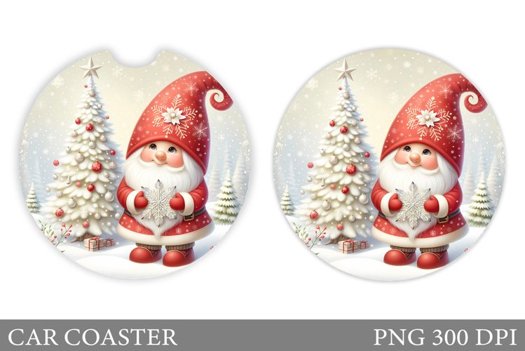 Christmas Gnome Car Coaster. Christmas Car Coaster Design example image 1