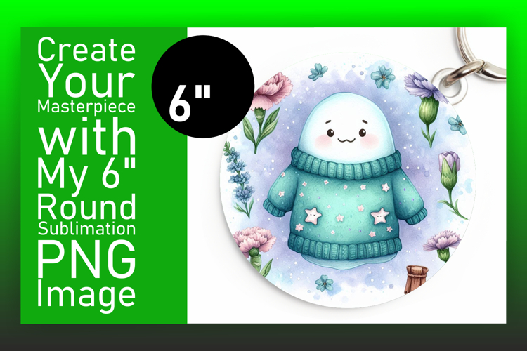 Trendy Keychain Round Design Artwork , Cute Ghost