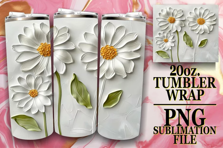 Elegant Bloom Harmony: 3D Tumbler Sublimation