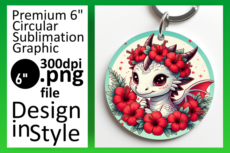 Cute Circle PNG Car Coaster Design , Dragon