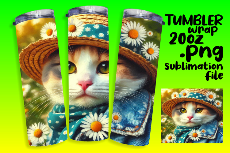 RADIANT 20oz Tumbler PNG Design , Cute Cat