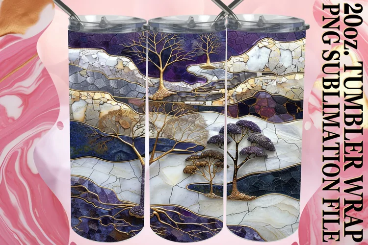 Golden Bliss: Gilded Sublimation Tumbler Wrap 20oz