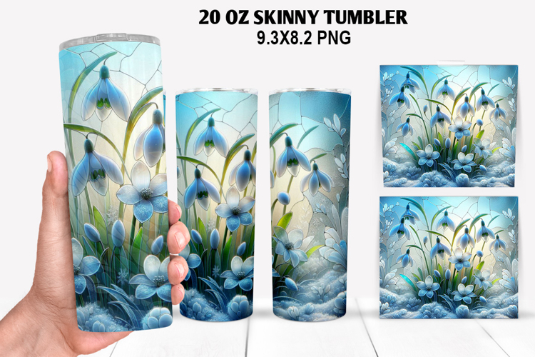 Florals Skinny Tumbler 20oz Wrap Design, Winter Tumbler PNG