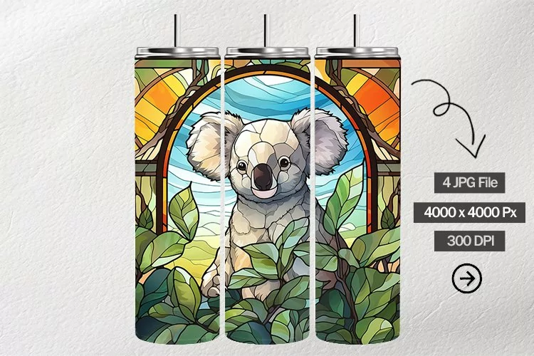 Koala Stained Glass Square Coaster - 04 Variations