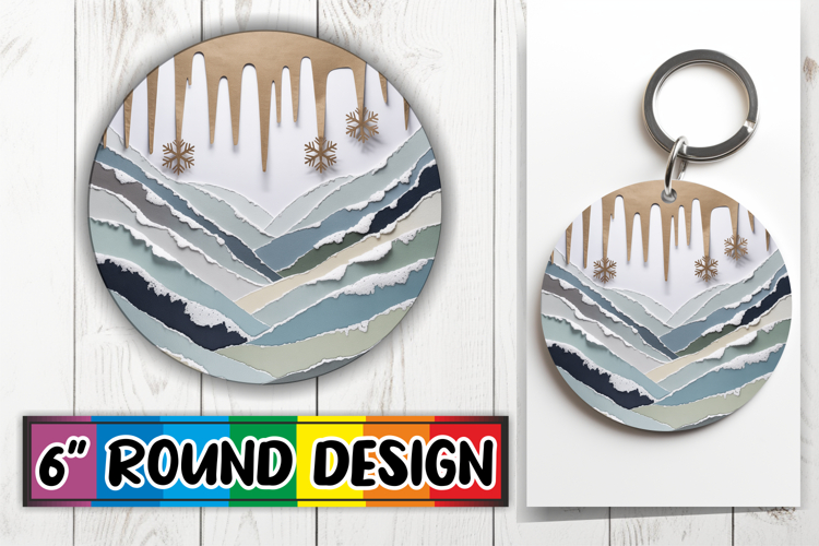 Unique Round Keychain Sublimation, Winter