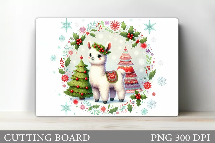 Christmas Lama Cutting Board. Christmas Cutting Board