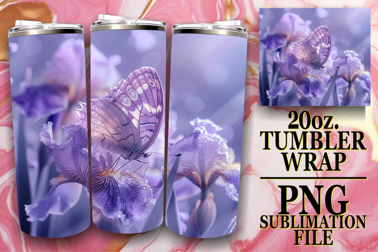 Realistic Butterfly and Flower Tumbler - Blooming Charm