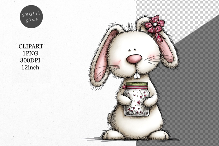 Bunny Clipart, Easter Clipart, Whimsical Clipart,