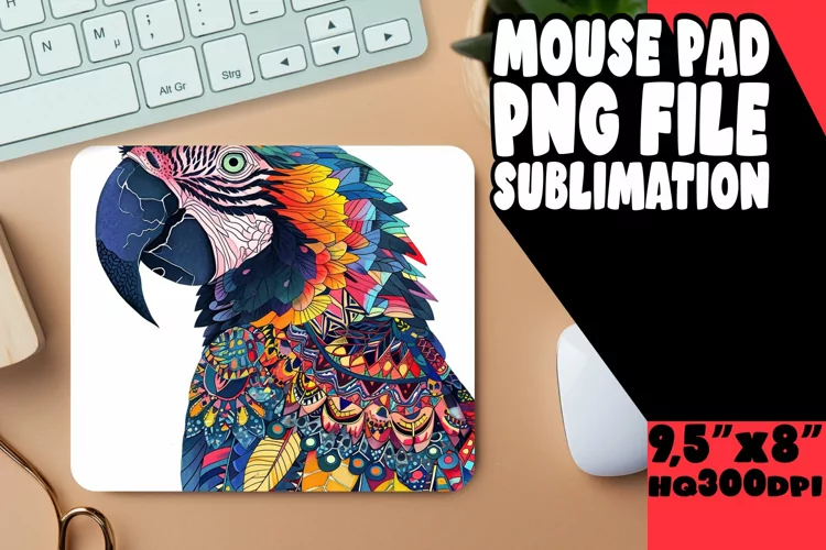 Abstract Bird and Flowers Mouse Mat