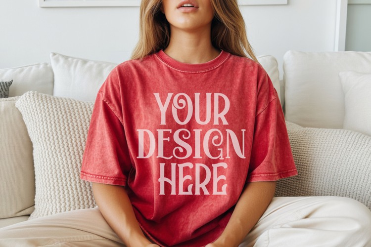 Crimson Comfort Colors 1717 T-shirt Mockups,1717 Mockups