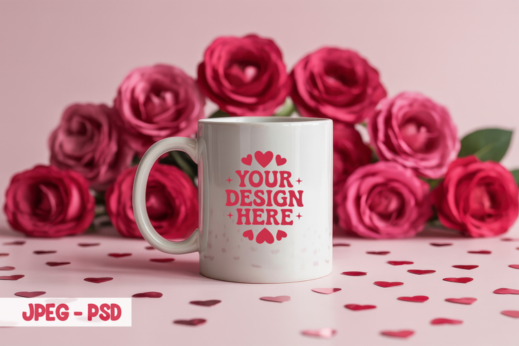 Valentine Mug Lights PSD JPEG Mockup