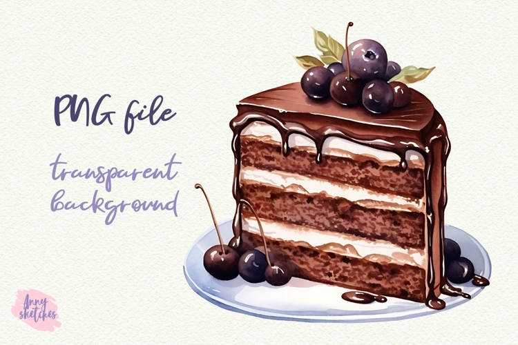Chocolate Cake Slice PNG Sublimation Baking Clipart