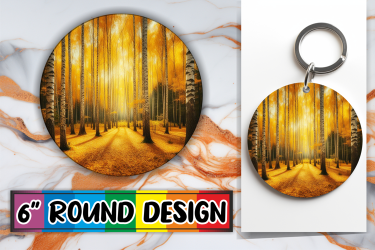 Cheerful Round Car Coaster, Autumn