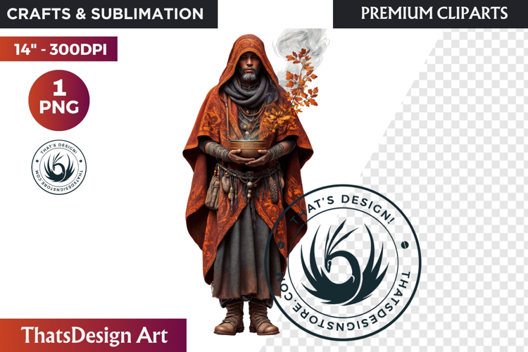 Fantasy Autumn Guardian - Epic Fall Character Clipart PNG