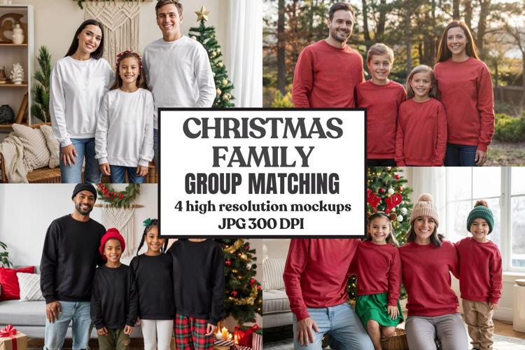 Christmas Family Matching T-Shirt Mockups | Holiday Group