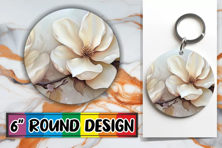 Blossom Beauty Circle: Sublimation Elegance Keychain